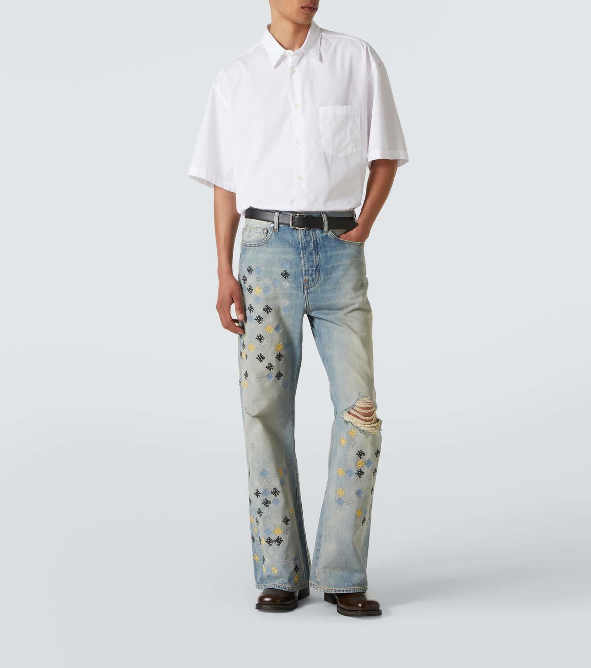 デニム・ジーパン Amiri MA QUAD HIGH RISE WIDE JEANS WOMEN - WOMEN'S MA QUAD HIGH RISE WIDE - Raw Indigo | AMIRI