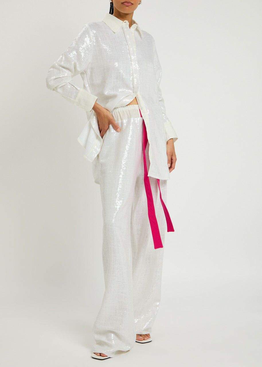 16 Arlington Ima Sequined Trousers White
