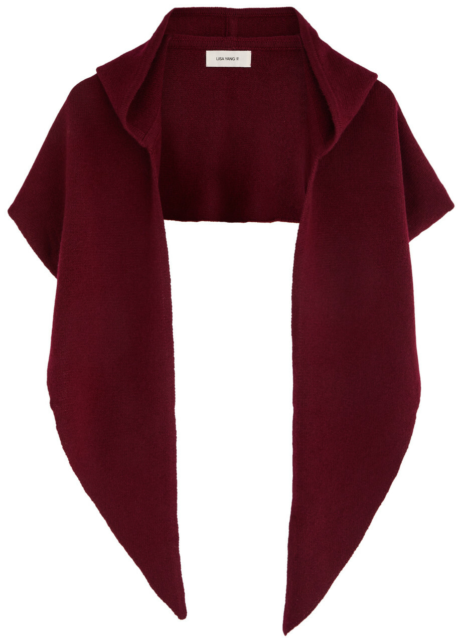 Lisa Yang Rina Hooded Cashmere Scarf - Burgundy - One Size