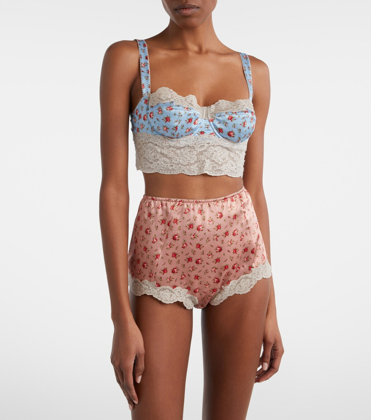 Dolce&Gabbana Floral silk and cotton-blend briefs