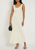 Rixo Carnation Embroidered Satin Maxi Dress Cream