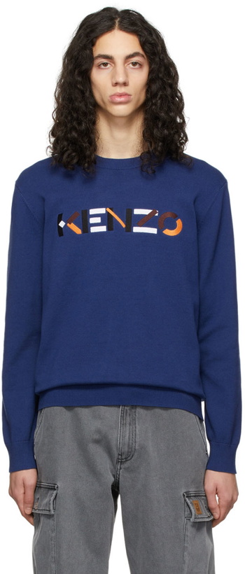Photo: Kenzo Blue Logo Classic Sweater