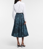 Erdem - Lacey floral denim midi skirt
