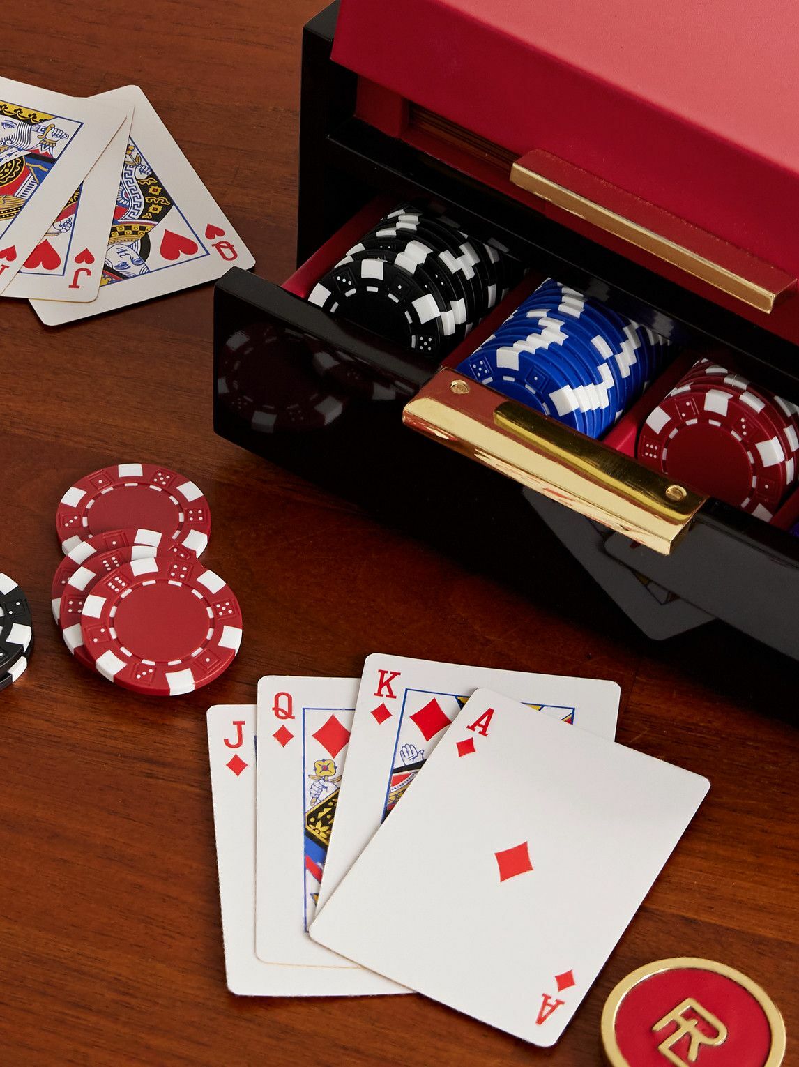 Ralph Lauren Home - Sutton Leather and Walnut Wood Poker Set