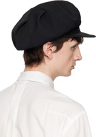 YOHJI YAMAMOTO Black Wool Gabardine Tuck Casquette Cap