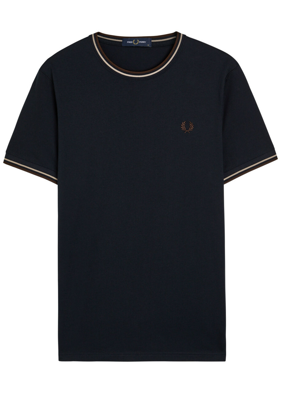 Fred Perry Twin Tipped Logo Cotton T-shirt Navy