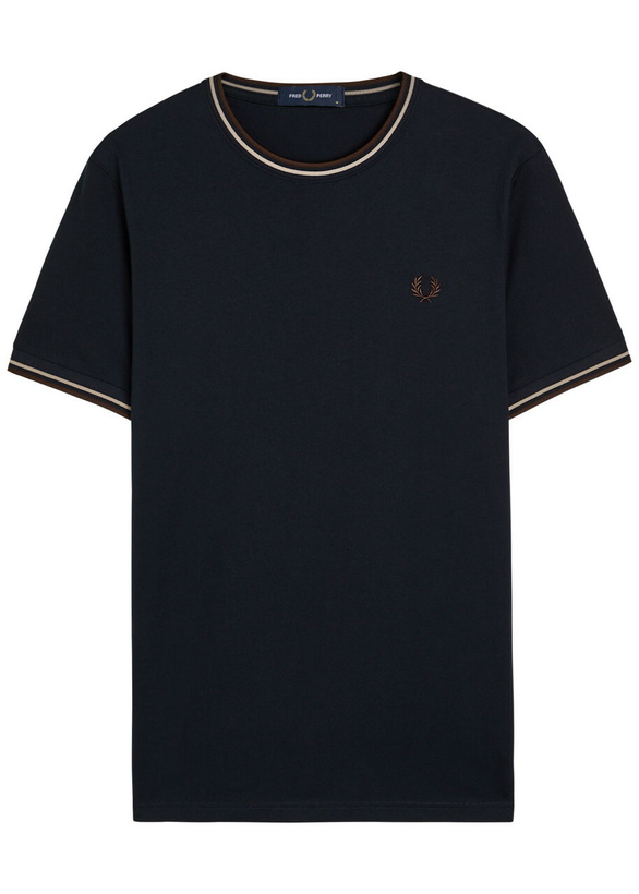 Photo: Fred Perry Twin Tipped Logo Cotton T-shirt Navy