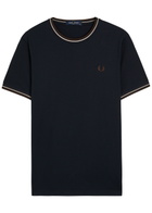 Fred Perry Twin Tipped Logo Cotton T-shirt Navy