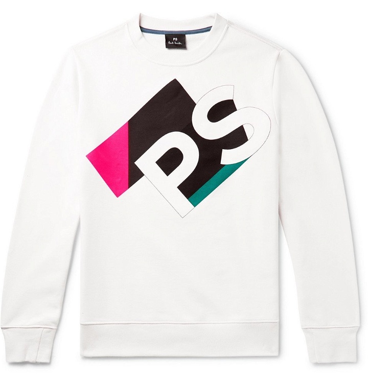 Photo: PS by Paul Smith - Logo-Print Organic Loopback Cotton Jersey Sweatshirt - White