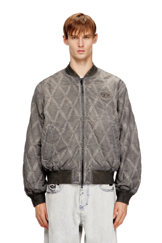 Photo: Diesel Padded argyle-quilted bomber jacket - Jackets Mens in Grey