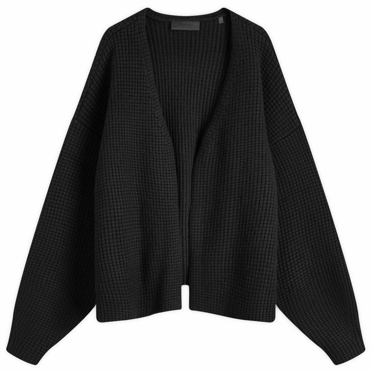 Fear of God ESSENTIALS Men's Heavy Waffle Cardigan in Black Fear