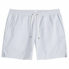 Sunspel Men's Stripe Swim Shorts in White/Cool Blue Swim Stripe