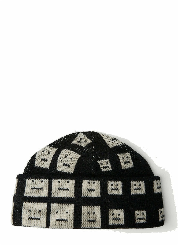 Photo: Acne Studios - Checkerboard Face Beanie Hat in Black