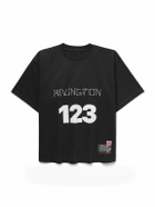 RRR123 - Logo-Print Embroidered Cotton-Jersey T-Shirt - Black