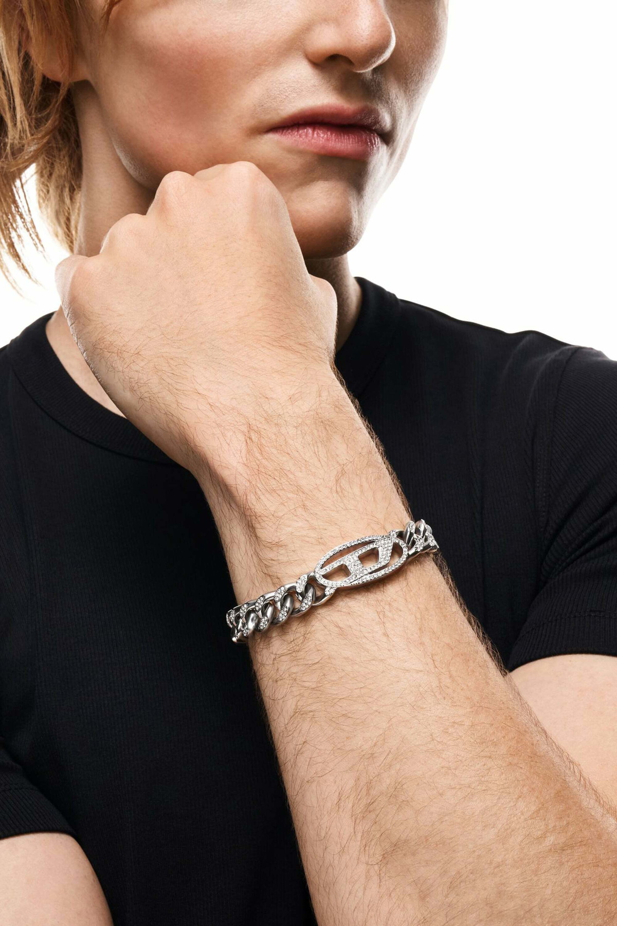Diesel Stainless steel Oval D glitz chain bracelet - Bracelets