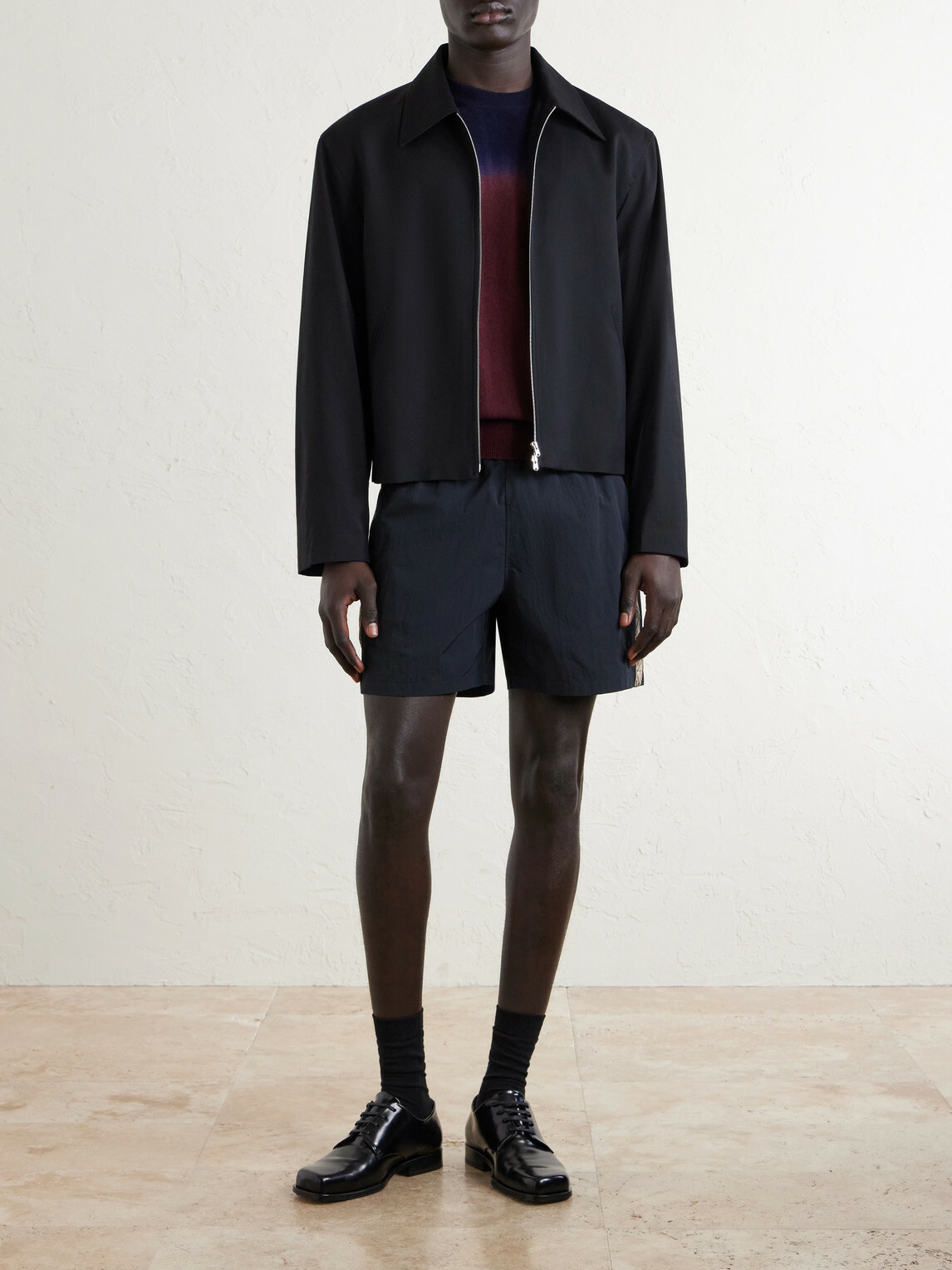 Burberry - Straight-Leg Striped Jacquard-Trimmed Shell Shorts - Black
