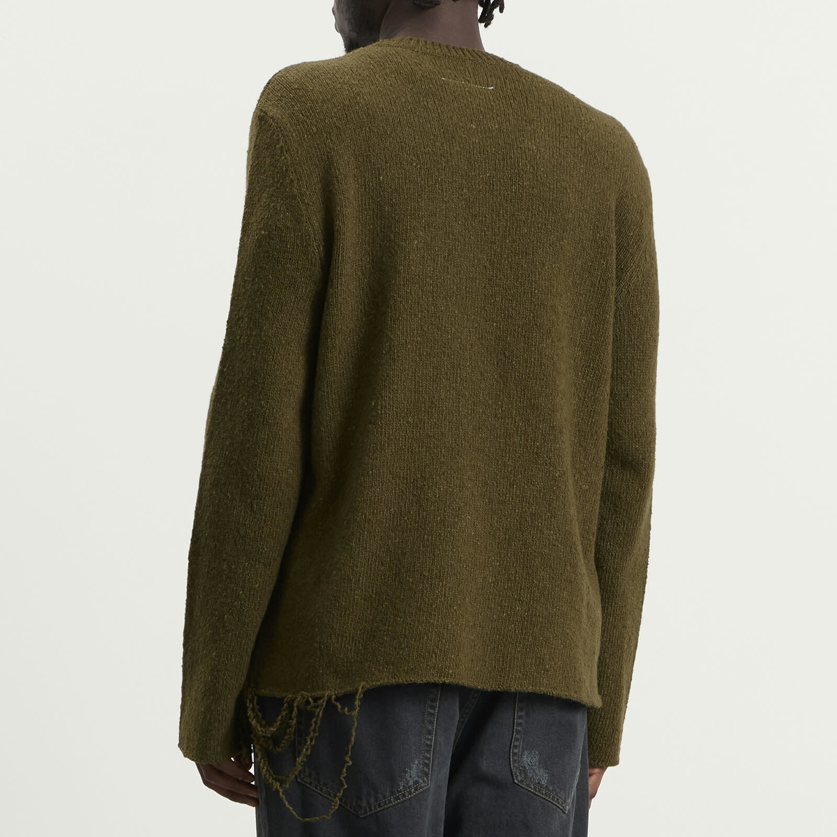 MM6 Maison Margiela Men's 6 Logo Crewneck Jumper in Khaki-Black Print