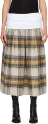 Stefan Cooke White & Gray Elastic Waist Midi Skirt