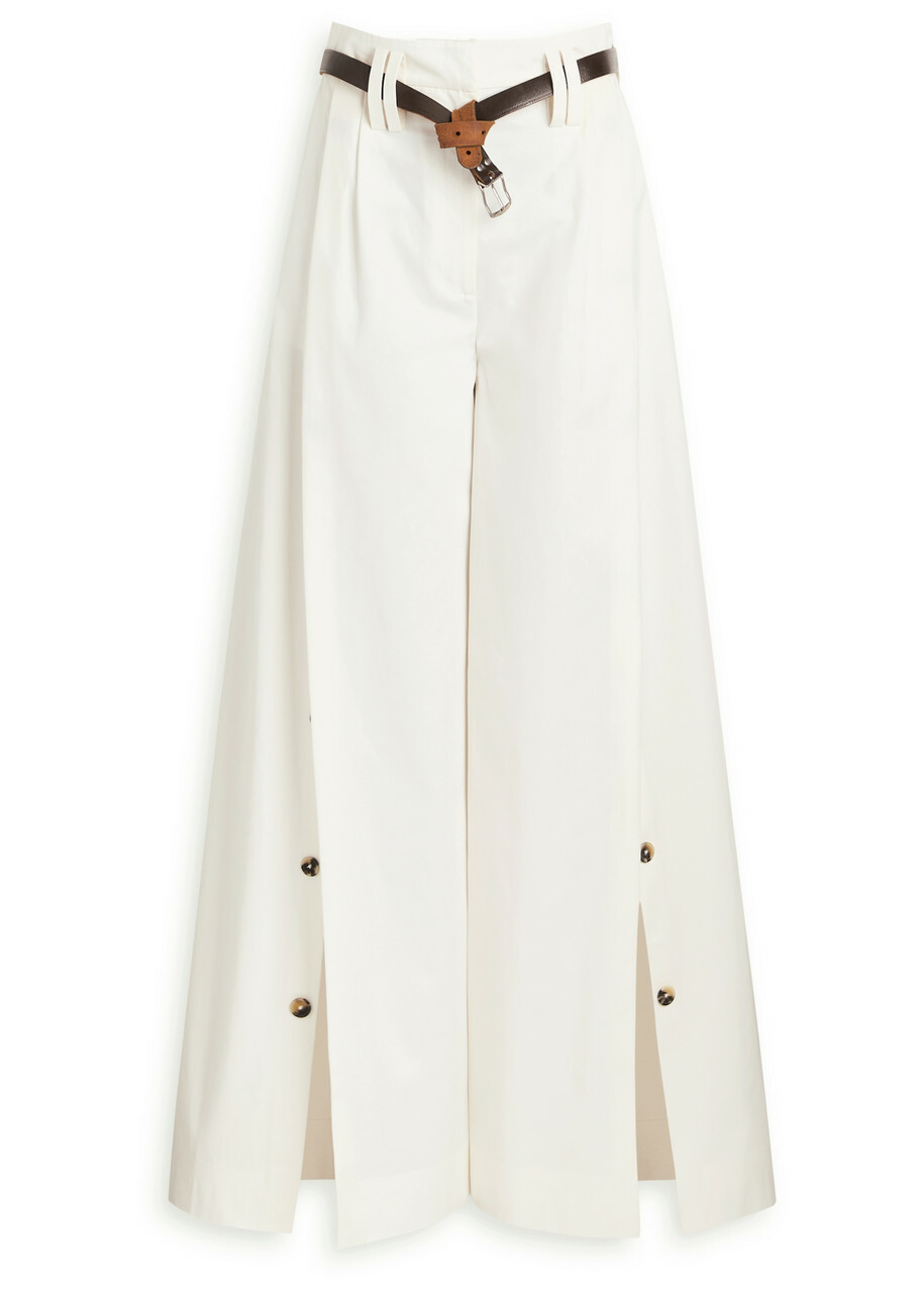 A.W.A.K.E Mode Split Cotton-poplin Trousers White
