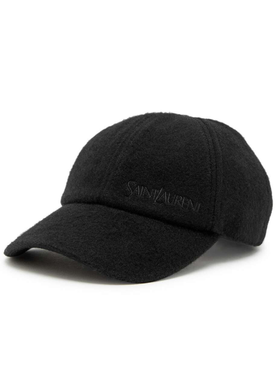 Saint Laurent Logo-embroidered Cashmere cap Black