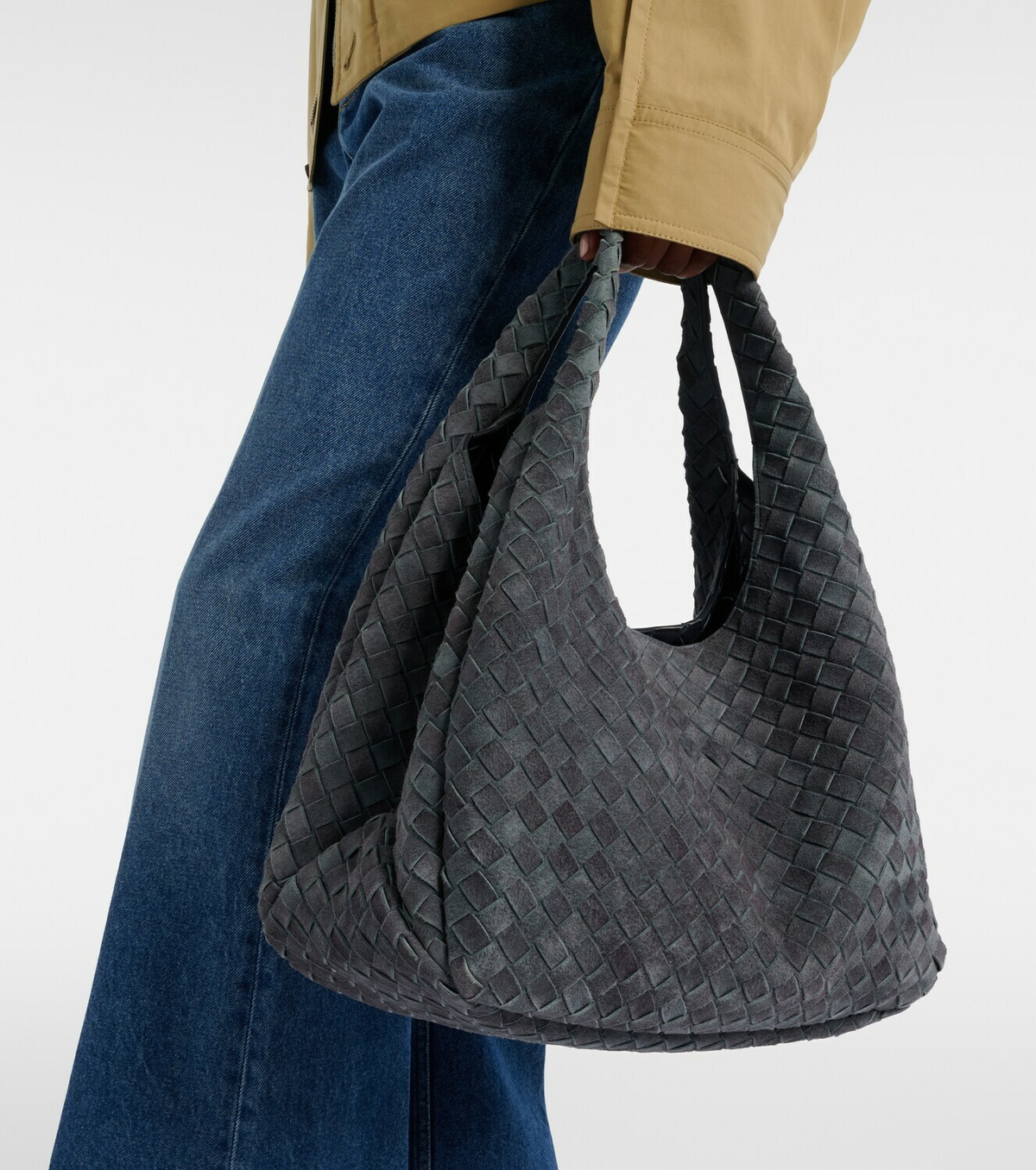 Bottega Veneta Campana Intrecciato Large suede tote bag
