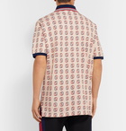 Gucci - Oversized Logo-Print Stretch-Cotton Piqué Polo Shirt - Neutrals