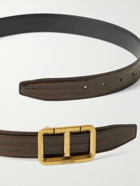 TOM FORD - 3cm Lizard-Effect Glossed-Leather Belt - Brown