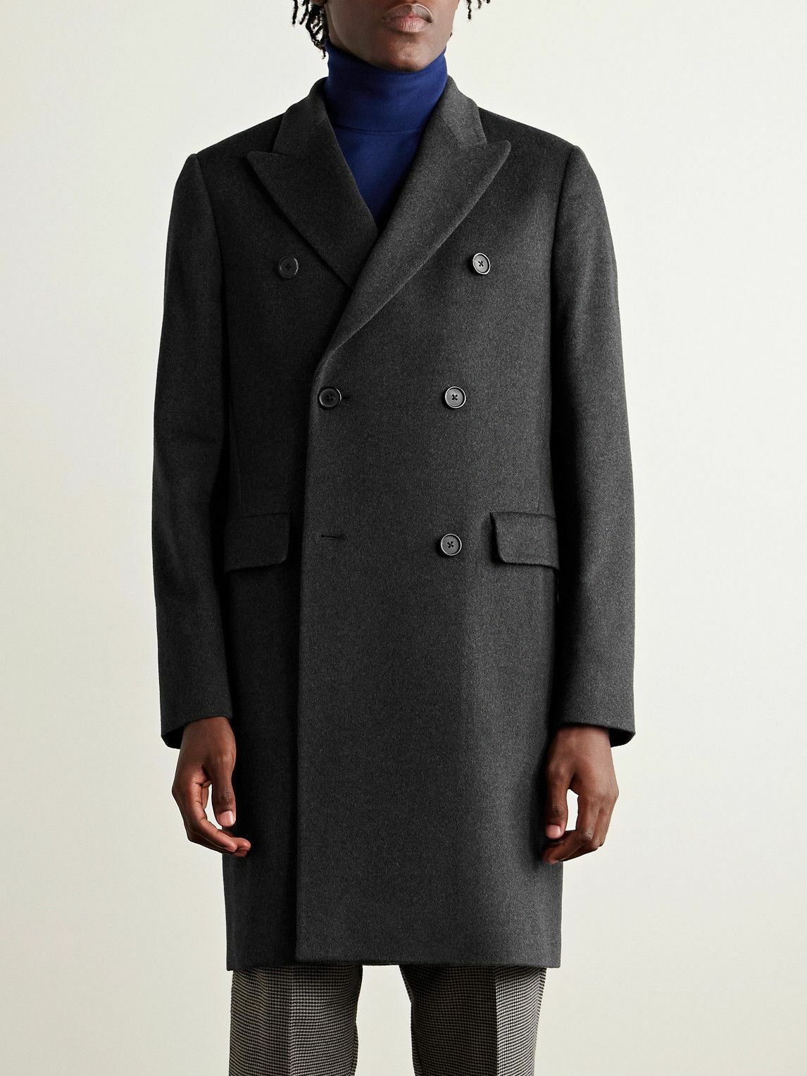 Paul Smith - Double-Breasted Wool and Cashmere-Blend Felt Overcoat - Gray