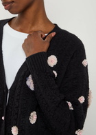 Bernadette Cammi Floral-embellished Wool-blend Cardigan Black