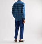 Blue Blue Japan - Button-Down Collar Panelled Checked Cotton-Flannel Shirt - Blue