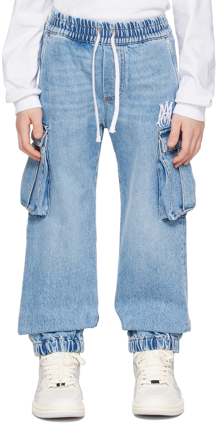AMIRI Kids Blue Embroidered Jeans