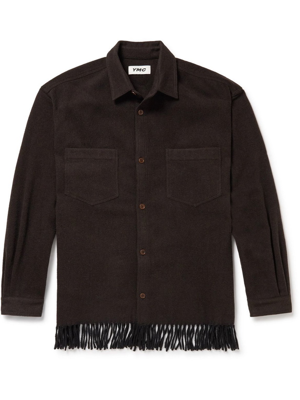 Photo: YMC - Ryder Fringed Flannel Shirt - Brown