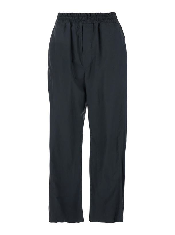 Photo: Bottega Veneta Grey Straight Leg Pants With Elastic Waist And Resin Finish In Cotton Man