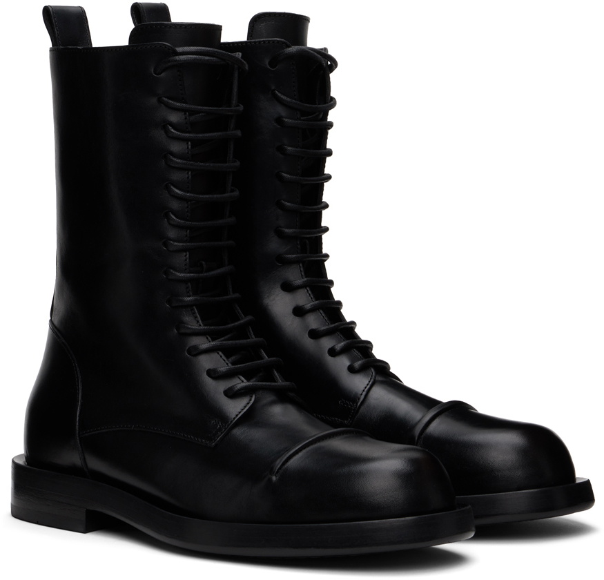 Ann Demeulemeester Black Gillian Pintuck Combat Boots