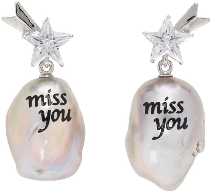 Photo: JIWINAIA Silver & White 'Miss You' Pearl Earrings