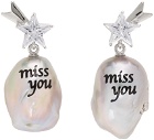 JIWINAIA Silver & White 'Miss You' Pearl Earrings