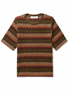 Séfr - Subzi Striped Open-Knit T-Shirt - Brown