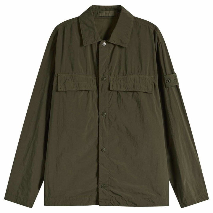 Photo: Stone Island Men's Ghost Nylon Smerigliato Shirt Jacket in Military Green