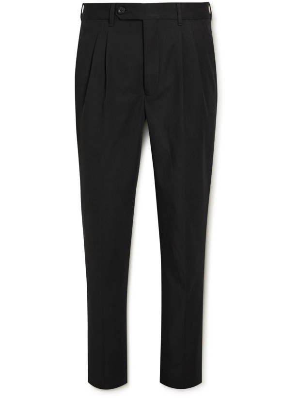 Photo: Mr P. - Pleated Cotton-Twill Trousers - Black
