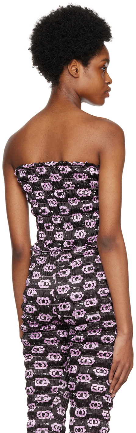 Amy Crookes Black Shirred Tank Top