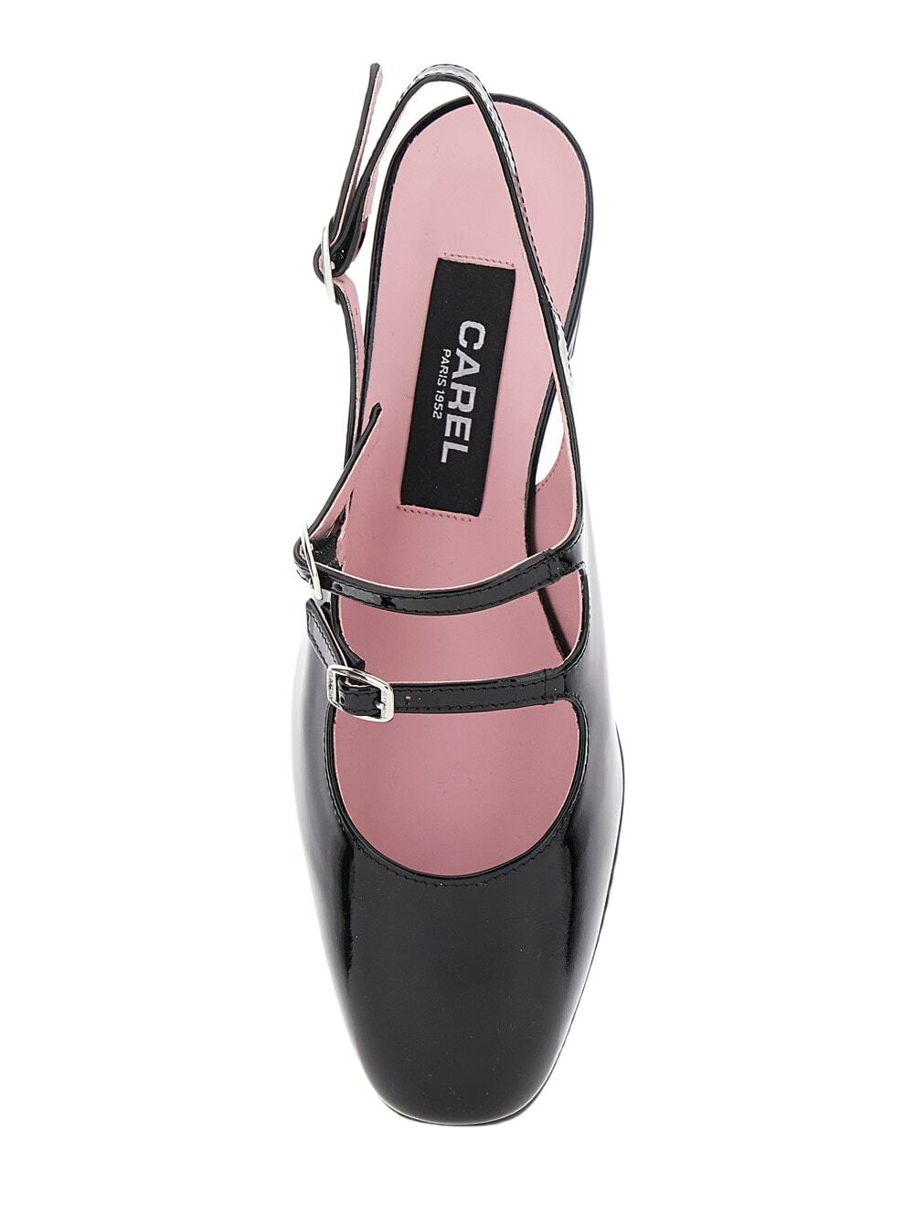 Carel peche Black Slingback Pumps With Buckle Strap Closure In Patent Leather Woman