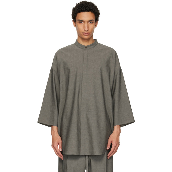 Photo: Fear of God Gray Cotton Wool Oxford Relaxed Short Sleeve Shirt
