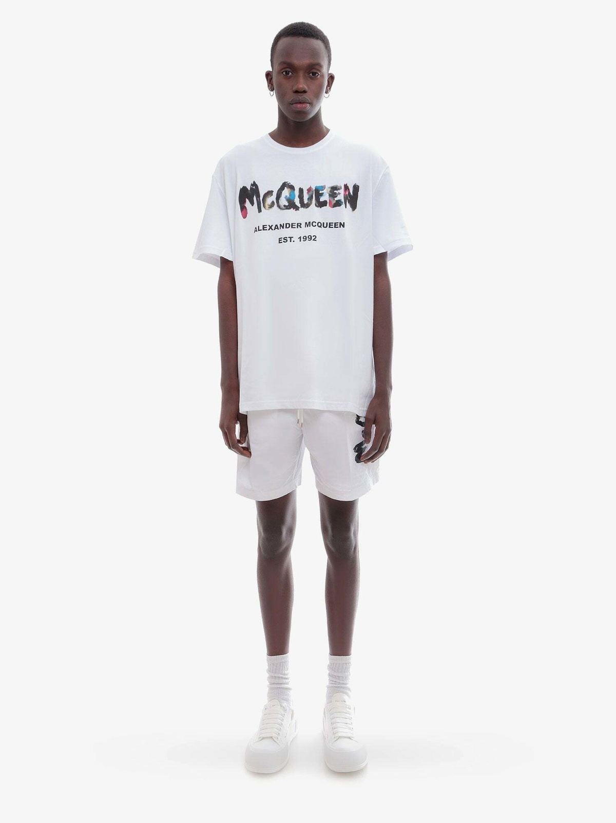 Tシャツ・カットソー ALEXANDER MCQUEEN Men T-shirt White 828434QTADE Alexander McQueen logo-embroidered Cotton T-shirt | White