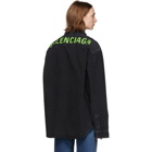 Balenciaga Black and Green Denim Shirt