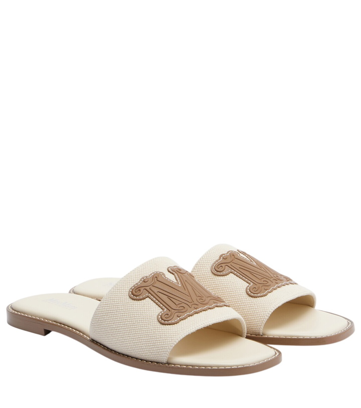 Photo: Max Mara Caucaso leather-trimmed canvas slides