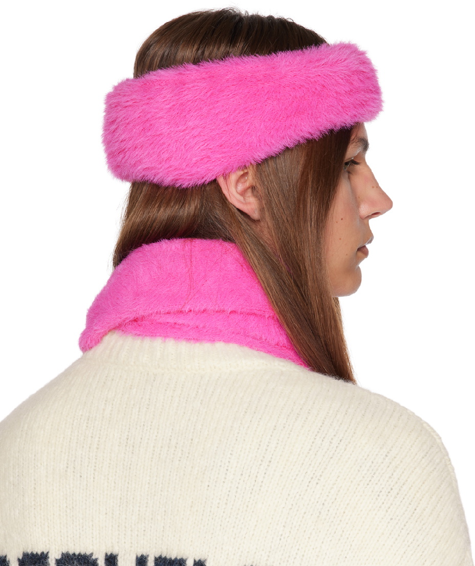 Jacquemus Hot Pink Furry Headband Hot Pink Fox Fur Headband: FurHatWorld.com main image 4