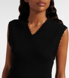 Ganni Crochet-trimmed ribbed cotton-blend top