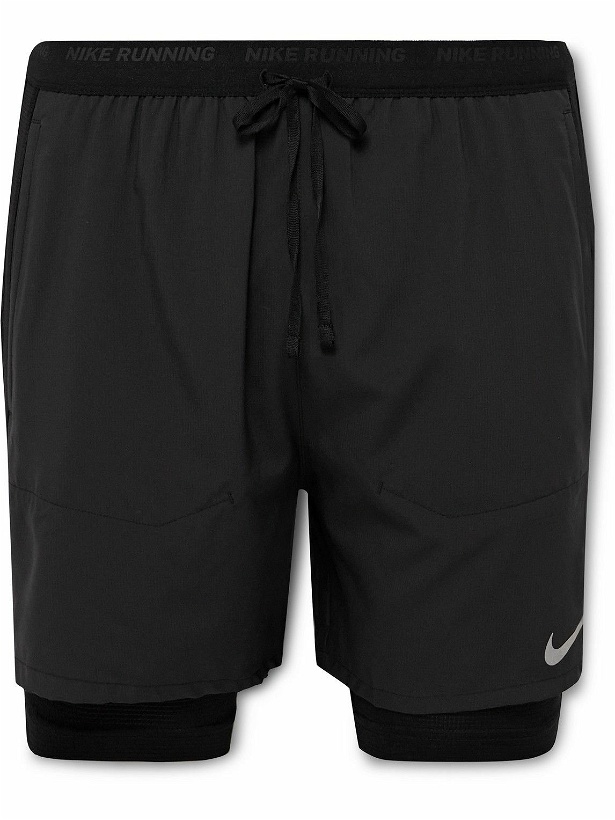 Photo: Nike Running - 2-in-1 Stride Straight-Leg Dri-FIT Ripstop and Stretch-Jersey Shorts - Black