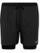 Nike Running - 2-in-1 Stride Straight-Leg Dri-FIT Ripstop and Stretch-Jersey Shorts - Black