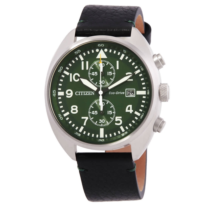 Photo: Citizen Chronograph Eco-Drive Green Dial Mens Watch CA7041-07X
